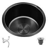 WIQUYBML Rundes Edelstahl-Siphon-Spülbecken, Gemüsewaschbecken, kleine Größe, Einzelbecken, Küche, Restaurant, Bar, Unterbau, Mini, leicht zu reinigen (36 x 36 x 20 cm)
