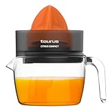 Taurus Citrus Compact Elektrische Orangenpresse, doppelte Drehrichtung, extragroßer Entsafter, abnehmbar, spülmaschinenfest, kompakte Aufbewahrung, BPA-frei, 800 ml