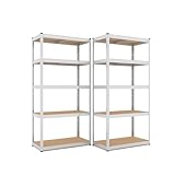 baudim - 2er-Set 180x90x40cm Schwerlastregal/Steckregal verzinkt mit 5 Böden je 175kg Tragkraft, Metallregal, Garagenregal oder Lagerregal, Kellerregal, Werkstattregal