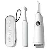 Wondersmile Munddusche PRO - Testsieger 2024-100 Tage risikofrei testen - SmoothFlow-Technologie für optimale Zahn- & Zahnfleischpflege - mit 5 Modi (All White Oral Care Spar-Set