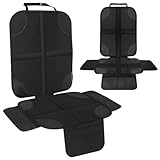 Kindersitzunterlage Autositzschutz - Isofix geeignet - Universal Schwarz, Robust aus 600D Oxford Stoff, Anti-Rutsch, Pflegeleicht, Optimaler Schutz für alle Automarken