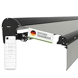 empasa Elektrische Kassettenmarkise 'Expert' Gelenkarmmarkise Markise Sonnenschutz mit manuell ausfahrbarem Volant, komplett vormontiert, in verschiedenen Größen und Farben