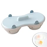 Nhujevkom Eierkocher Mikrowelle 2-fach,Pochierteier Dämpfer mit Deckel | Hitzebeständiger Dämpfgarer Für Küche Haushalt Restaurant Frühstück Zubereitung