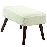 Bezug Fußhocker Rechteckig, Stretch Bezug Hocker Rechteckiger ,Ottoman Schonbezug Hockerbezug Beinstütze Abdeckung Sitzhocker Hussen Eingangbank Überzug Bank Sitzbank Bezug Stuhlbezug ( Color : Beige
