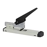 Relaxdays Heftgerät Profi, 100 Blatt Heftleistung, für 24/6 Klammern, bis 70 mm Einlegetiefe, großer Bürotacker, grau