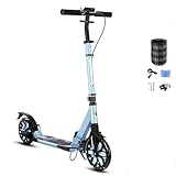 GHBXJX Tretroller Scooter Erwachsene mit Big LED Wheel Räder & Tragegurt - City Roller klappbar- Roller Kinder- Klappbar Lenker - m/hinterradbremse und Stoßdämpfer, 4 Höhenverstellbar,Blau