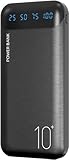 Power Bank 10000mAh Handy Tragbares Ladegerät Externer Akku Pack mit 2 USB 2.4A Ausgängen und USB C Eingang Kompatibel für Huawei iPhone 12 11 X iPad Samsung S20 Android Tablette (Black, Large)