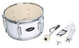 GEWA Marching Drum, Marschtrommel 12x7', Holzkessel weiß, inkl. Tragriemen und Schlägel