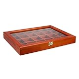 SAFE 5308 Sammelvitrine aus Holz mit 24 Fächern für Mineralien, Sammelfiguren uvm | Innenhöhe 28 mm | Maße 395 x 305 x 47 mm (24 Fächer)