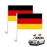 Deutschland Flagge Auto, Autofahne Deutschland, Deutschlandfahne Auto, EM 2024 Deutschland Flagge für Auto, Autofahne 45x30 cm, Autofahne mit 43 cm Kunststoffmast und Befestigungsklammer (2 Stück)