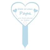Herz Grabschmuck aus Acryl mit Spruch Glück ist eine Papa wie Dich gehabt zu haben, Friedhof Deko Grabdeko Trauer Spruch Wetterfest, Ewige Erinnerung für Friedhöfe und Gedenkstätten
