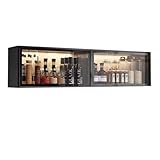 Moderner Metall-Wandschrank mit Glastüren und LED-Licht, Wandmontage, Aufbewahrungsschrank für Heimbüro oder Garage, Hängeschrank für Nization und Stil (Maße: 100 x 22 x 30 cm)