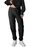 Smith & Solo Jogginghose Damen – Baumwolle Frauen Winter Sporthose, Laufhosen Fitness High Waist, Sweatpants Freizeithose Lang, Jogging Hose Trainingshose Warme Modern Anthrazit/M
