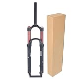 ZECHAO Federgabeln for Mountainbikes mit 120 MM Federweg, 26/27,5/29 Zoll Scheibenbremse, Doppelluftkammer Vorderradgabel Aus Legierung mit Rückpralleinstellung(Red-Manual Lock,27.5inch)