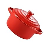 CIYODO 1stk Schüssel Mit Deckel Mikrowelle Suppenschüssel Mikrowellengeeignete Suppenschüssel Haferflockengericht Gerichte Ofenlüfter Dessertschale Aus Keramik Bräter Aus Emaille Soße Rot