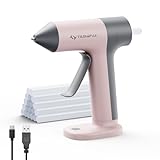 Kabellose Heißklebepistole Akku mit 20 × 7x140mm Heißklebestiften,Mini Heißklebepistole Wiederaufladbar USB-C,30s Schnellaufheizen,Anti-Tropf-Düse,Ideal für DIY, Basteln & Reparaturen–Rosa