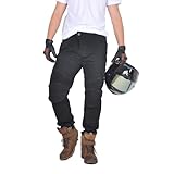 oFzimTo Motorradhose mit Protektoren, Motorrad Jeans, Klassisch für Winter und Sommer (Schwarz, 3XL)