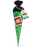 itenga Geschwisterschultüte 35cm Motiv Pixel Geschenkverpackung kleine Schultüte für Schüler Studenten zum Schulstart Ausbildungsstart Studium (Motiv Pixel - Next Level)