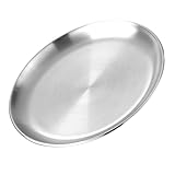 GRADENEVE Teller Zum Servieren Von Speisen Restaurant-steakplatte Pizzapfanne Für Ofen Grillplatte Kuchenplatte Pizzablech Rundes Tablett Gericht Backform Nudelteller Rostfreier Stahl Silver