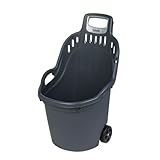 Gartentrolley HELPY mit 50 Liter Nutzvolumen, belastbar bis max. 60 kg. Räder auf Metallachse. In Grau
