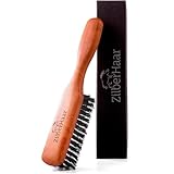 ZilberHaar Bartbürste (Harte Borsten) | 100% Wildschweinborsten und Deutsches Birnbaumholz | Mit Allen Bartbalsams und -Ölen Verwendbar | In Deutschland Hergestellt