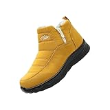 winterstiefel damen gefüttert Winterschuhe Damen Gefüttert Winterstiefel Winter Warme Knöchelstiefel Schneeboots Wasserdicht Stiefeletten Damenstiefel Bequem Outdoor Reißverschluss Gelb 41