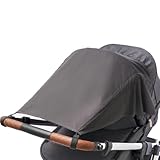 Sonnensegel Kinderwagen mit Seitenschutz – UV Schutz 50+ - Sonnenschutz für Buggy – Universal Baby Sonnenverdeck - Atmungsaktiv und Waschbar – Farbe: Anthrazite