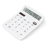 Elezeal Tischrechner Solar- und Batteriebetrieb, 12-stelliges Display, leichter Dual-Power, tragbarer Basis-Tischrechner mit großem LCD-Bildschirm und ergonomischen Tasten für Büro, Schule, Geschäft