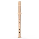 Sopran Recorder Flöte Flauta Blockflöte aus Silikon Griffweise Deutsche Musikalische Recorder 8 Löcher Set in C mit Tasche, Flötenwischer für Blockflöte Kinder (Beige)