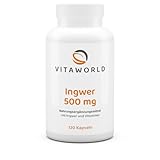 vitaworld Ingwer 500 mg, vegan, mit B-Vitaminen zur Unterstützung des Immunsystems und der Schleimhäute, 120 Kapseln