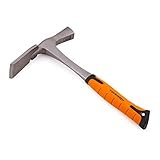 Mivos Maurerhammer 600 g - Ganzstahl Geschmiedet - Berliner Form - Monoblock - Vibrationsdämpfung Gummigriff - Stahlhammer für Beton Ziegel - DIN 5108