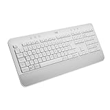 Logitech Signature K650 Comfort kabellose Tastatur mit Handballenauflage, BLE Bluetooth/Logi Bolt USB-Empfänger, Soft-Touch-Tastatur, Numpad, PC/Windows/Mac, Deutsches QWERTZ - Weiß