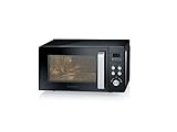 SEVERIN 3-in-1 Mikrowelle mit Grill und Heißluftfunktion bis zu 200 °C, Minibackofen inklusive Vorheizfunktion, Mikrowelle mit antihaft-beschichtetem Pizza-Teller, schwarz, MW 7752