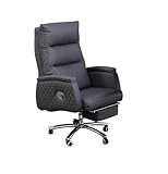 GLETSF Ergonomischer Bürostuhl, Chefsessel aus echtem Leder, hochwertiger, bequemer Chefsessel, ergonomischer Bürostuhl fürs Büro, Arbeitszimmer, Computer, Drehstuhl, interessant,Grey-PU Leather