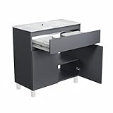paplinskimoebel - Waschbecken mit Unterschrank 80 cm Breit Ariza Sink, Hängend oder Stehend, Waschtisch mit Unterschrank für Badezimmer, Waschbeckenunterschrank Grau Matt