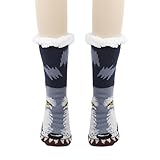 Dasongff Rutschfeste Socken für Damen, flauschig, dick, warm, bequem, aus weichem Fleece, für zu Hause, Blau 33, One size