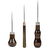 EAVUYIS 3 Stück Ahle, Schneiderahle, Aale Werkzeug, Holzgriff Pfriem DIY-Handwerkzeug Lederhandwerk
