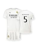 Real Madrid Home Kit Trikot und Shorts Saison 24/25, Bellingham, 14 Years, Replik Shirt Mit Offizieller Lizenz