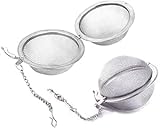 2 Stück Teesieb, Edelstahl Ball Mesh Teefilter, Anhänger Teeball Tee Filter mit Verlängerter Kettenhaken für Loser Tee, Gewürze & Kräuter, für Teeliebhaber
