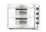 HENDI Doppeldeck-Pizzaofen, Silber, 50˚C bis 350˚C, 230V, 3000W, 580x560x(H)435mm