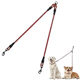 Taglory Doppelte Leinen/Hundeleine Doppelleine für 2 Hunde/Keine Verwicklung Reflektierend Kletterseil/Verstellbar Splitterleinen/ROT