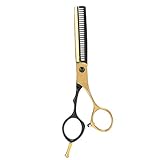Professionelle Friseurschere, Salon-Haarschneideschere, hochwertige Haarschnittschere aus Edelstahl mit ergonomischem Griff, BlackGold Effilierschere für die Bar (Effilierschere)