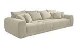 Big Sofa XXL 306 cm x 134 cm, bequeme Lounge Couch mit hochwertiger Federkernpolsterung, viele Kissen, Liegefläche 120 cm x 240 cm, modischer Cord-Bezug in Beige Grau / 15173