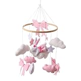 Mobile Für Kinderbett - Baby Mobile Mit Häschen Und Schleife | Schön Gestaltet Rotierendes Beruhigungsgerät Sinnespielzeug Für Kleinkinder Mädchen Vorschulkinder Beistellbett