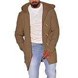 Herren Dufflecoat mit Kapuze, Winterjacke mit stilvollen Knebelknöpfen, lässiger und warmer Wollmischung, klassisches britisches inspiriertes Design, langlebig und bequem für kaltes Wetter, grau, XL