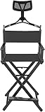 Tragbarer, faltbarer Aluminium-Make-up-Stuhl mit verstellbarer Kopfstütze, Rückenlehne und Fußstütze, ideal für Outdoor, Strand, Büro und Zuhause, leichtes und langlebiges Design, Schwarz