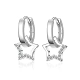 Silber Ohrringe Hängend,Stern Ohrringe,Stern ohrringe Silber Hängend,Damen Silber 925,ohrhänger Modische Creolen mit Anhänger Silber,für Hochzeit,Verlobung,Jubiläum,Geburtstag