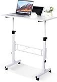 KLSMYHOKI Höhenverstellbarer Schreibtisch mit Rollen, Steh-Sitz-Tisch für Homeoffice, Mobiler Computertisch, Weißer Stehschreibtisch, Kompatibel mit Laufband & Walking Pad, 80cm x 40cm Höhe 70-110cm