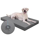 Favodormir Orthopädisches Hundebett Grosse Hunde,Abnehmbare Wassericht Kunstleder-Hülle Hundekissen Hundematratze für große Hunde,Komfortable & Kühlende Für Innen- Und Außenbereich, 88x55cm Grau