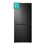 Hisense RQ563N4SF2 Cross Door Kühl-Gefrierkombination/ NoFrostPlus/ Inverter-Kompressor/ HolidayMode/ SuperCool/ 181 cm/ Kühlteil 294 l/ Gefrierteil 160 l/ 40 dB/ 279 kWh/ Jahr/ Schwarz